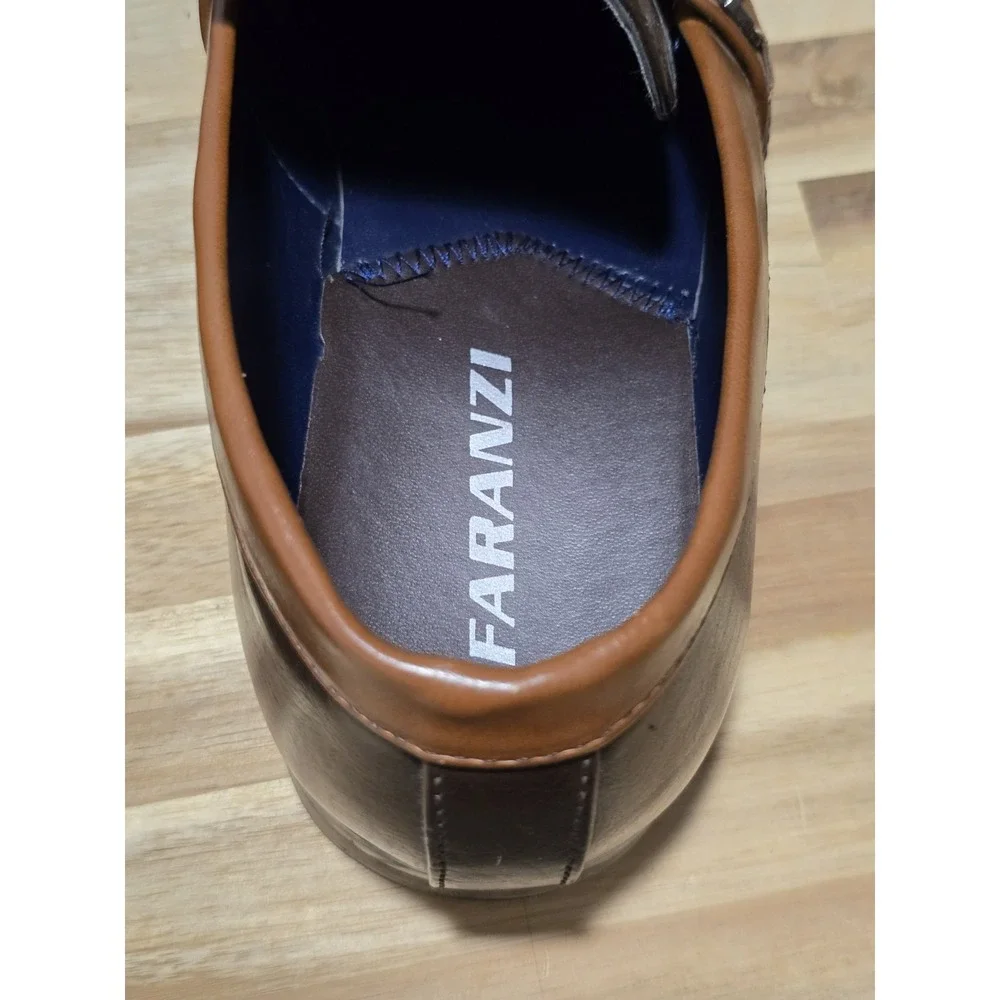 Faranzi Woody Men's Faux Tan/Brown Leather Loafers‎ Size 10.5M Church Dress City
